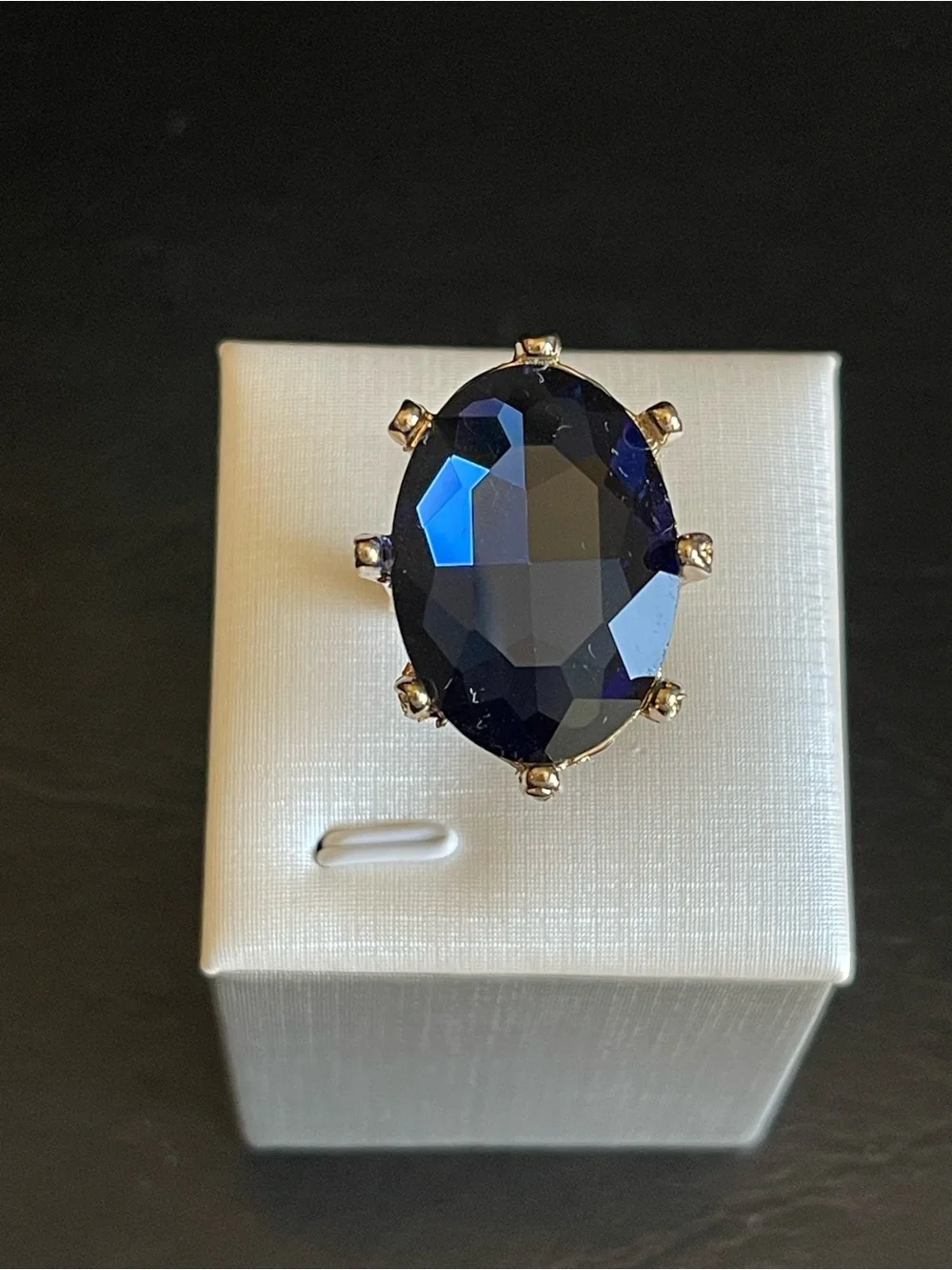 Deep Blue Oval Statement Ring.